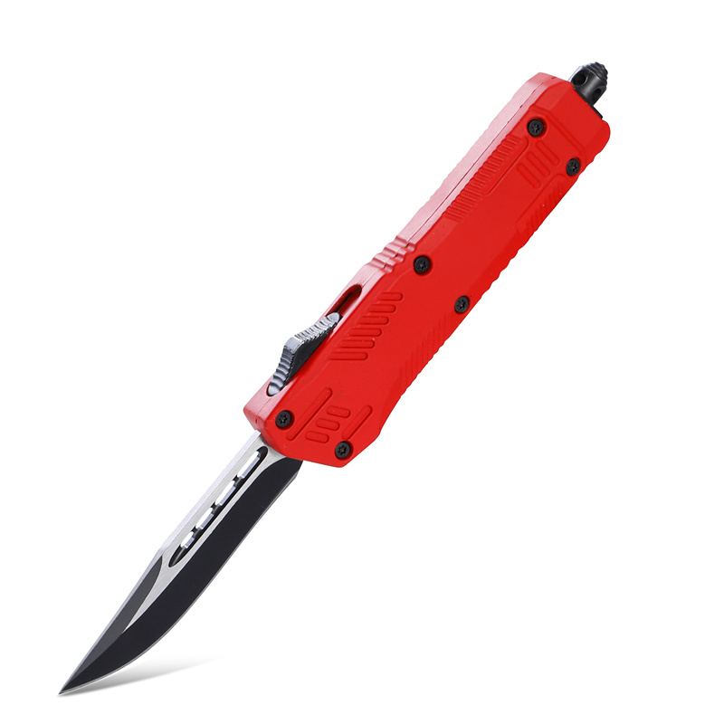 Lame rouge OTF Drop Point avec brise-verre &agrave; bord unique